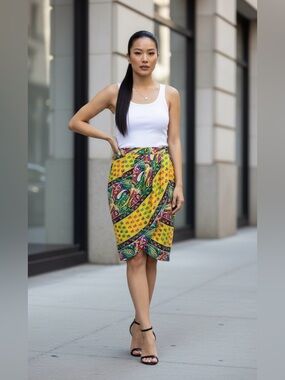 (#176)BCBGMAXAZRIA Michaela Pleated Wrap Skirt